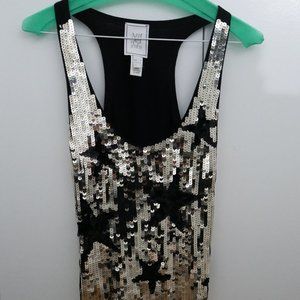 Mango Gold Sequins Tank Party Top - Like New